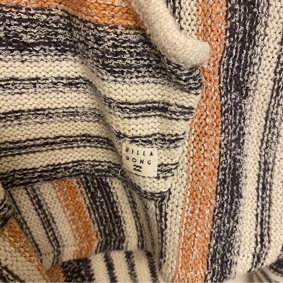 Billabong Baja Beach Stripe Pullover Sweater Hoodie open knit beachy boho M - Picture 5 of 10